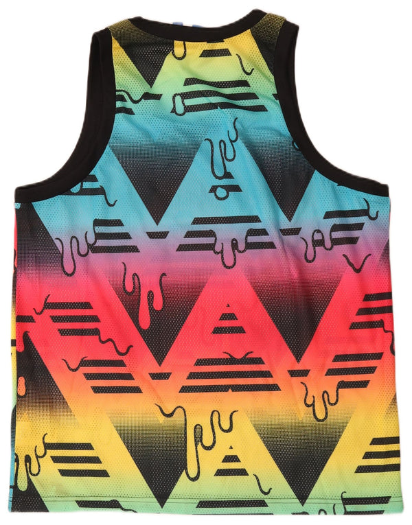 Adidas masculino abstrato padrão colete top grande poliéster multicolorido
