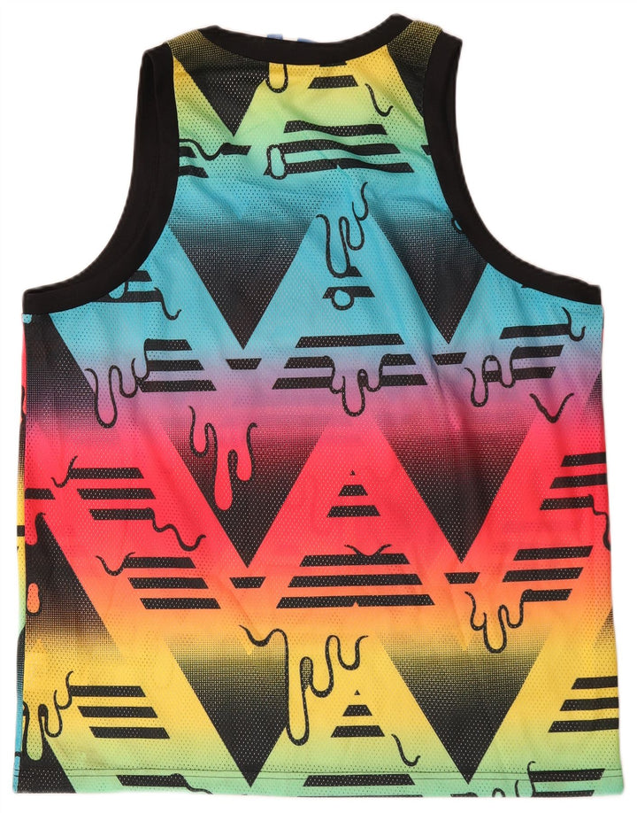 Adidas masculino abstrato padrão colete top grande poliéster multicolorido