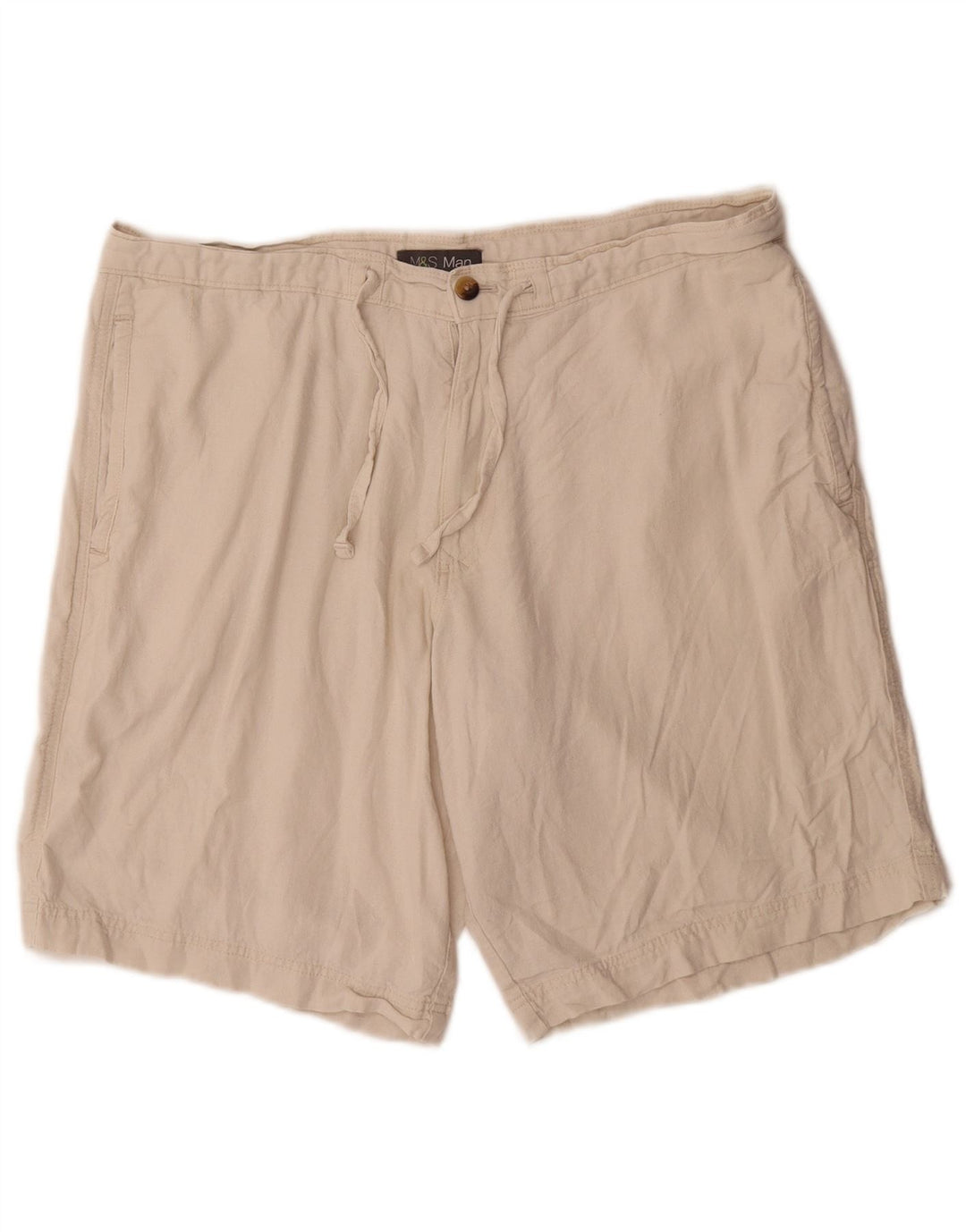 Shorts chino masculino Marks & Spencer W38 XL linho branco