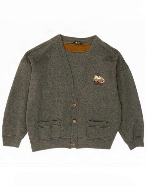 Suéter cardigã masculino Paul & Shark grande lã verde nova