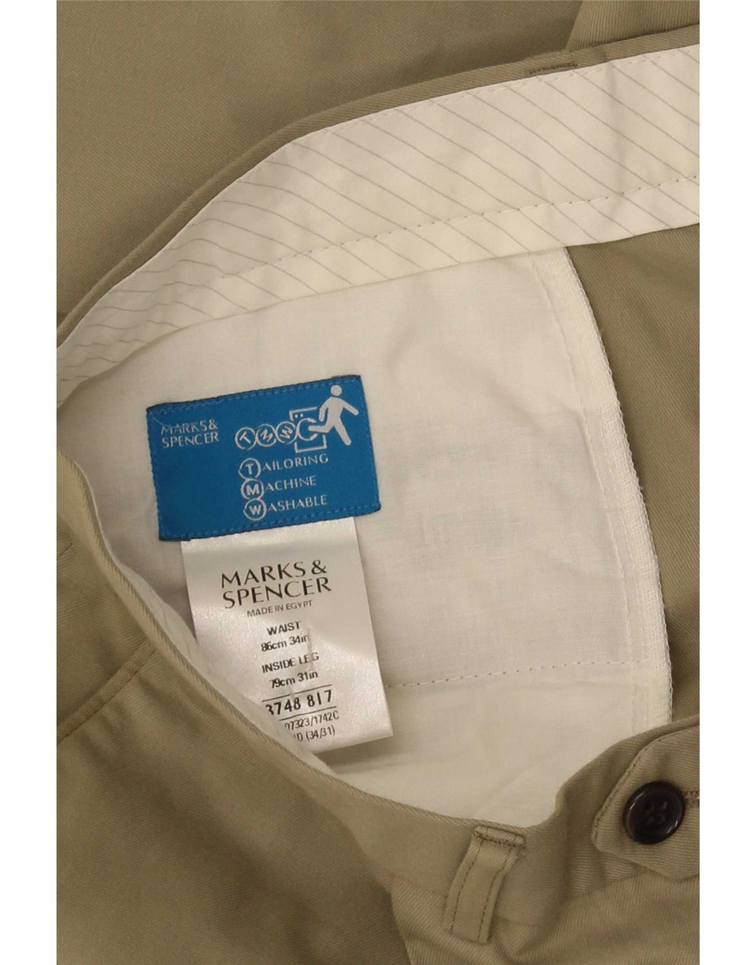 Calça casual masculina Marks & Spencer com pegged W34 L31 Poliéster cáqui