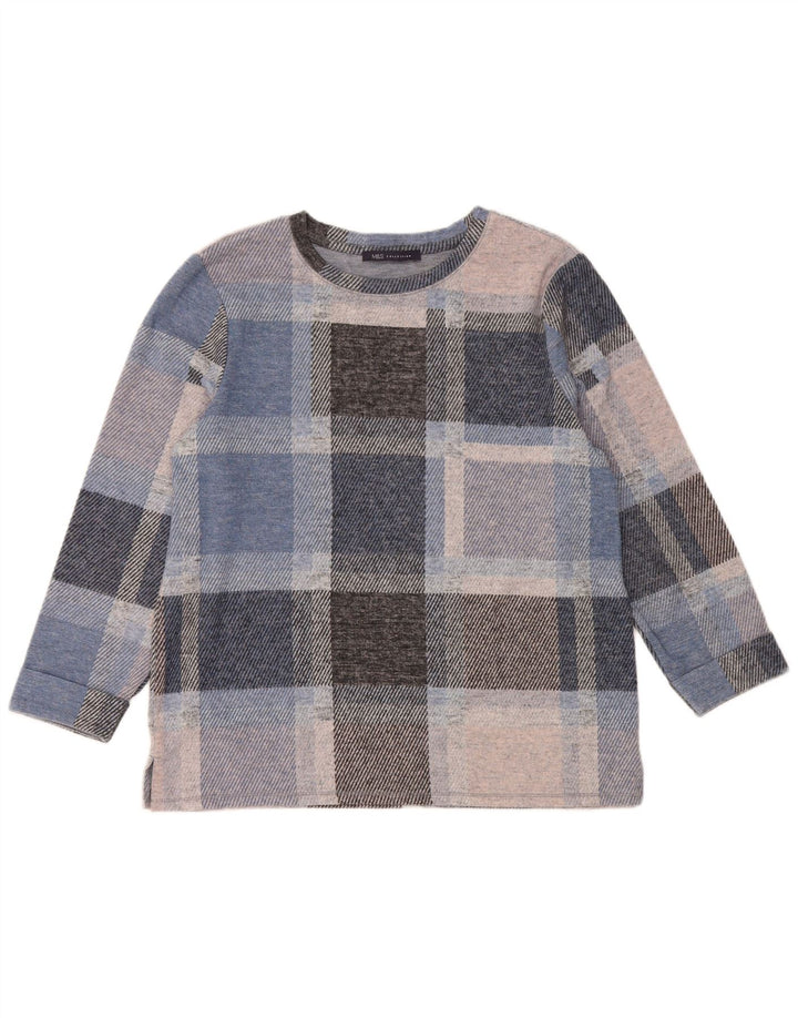 Suéter feminino MARKS & SPENCER com gola redonda UK 12 médio azul clássico