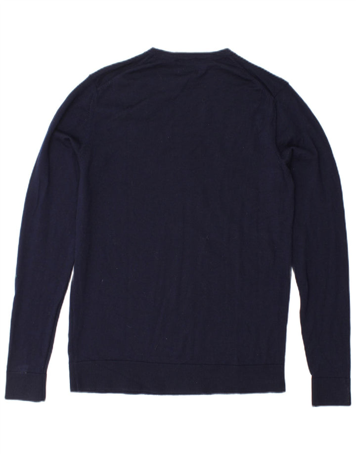JACK & JONES Suéter masculino com gola redonda, pequeno, azul marinho, lã