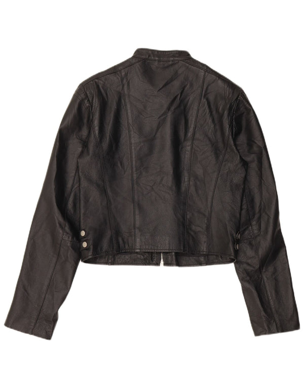 Jaqueta feminina de couro cropped Conbipel IT 44 couro preto médio