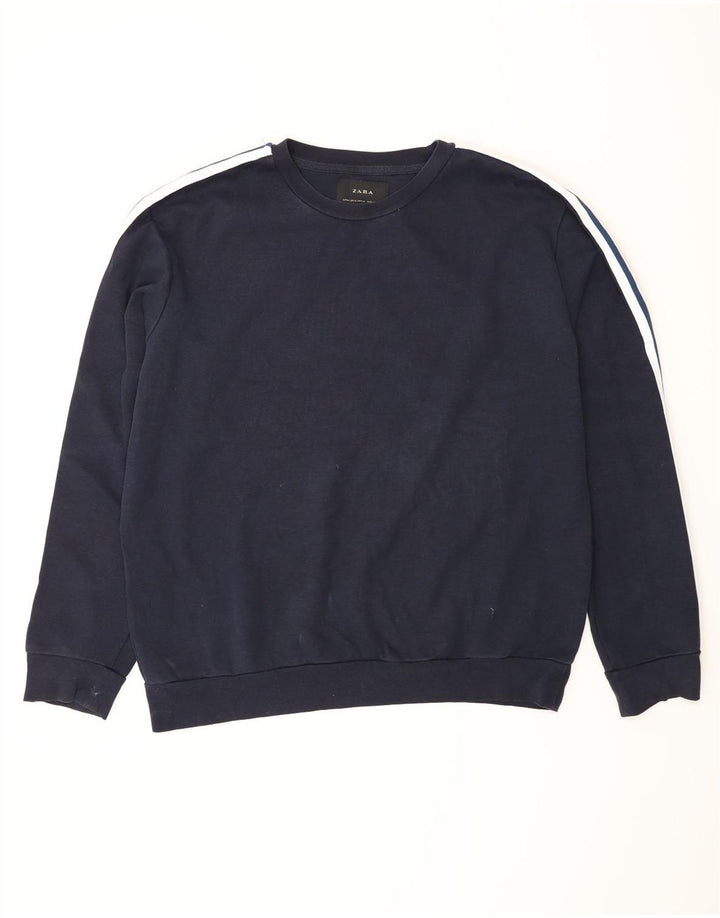 Zara Moletom Masculino Jumper XL Azul Marinho Colorblock