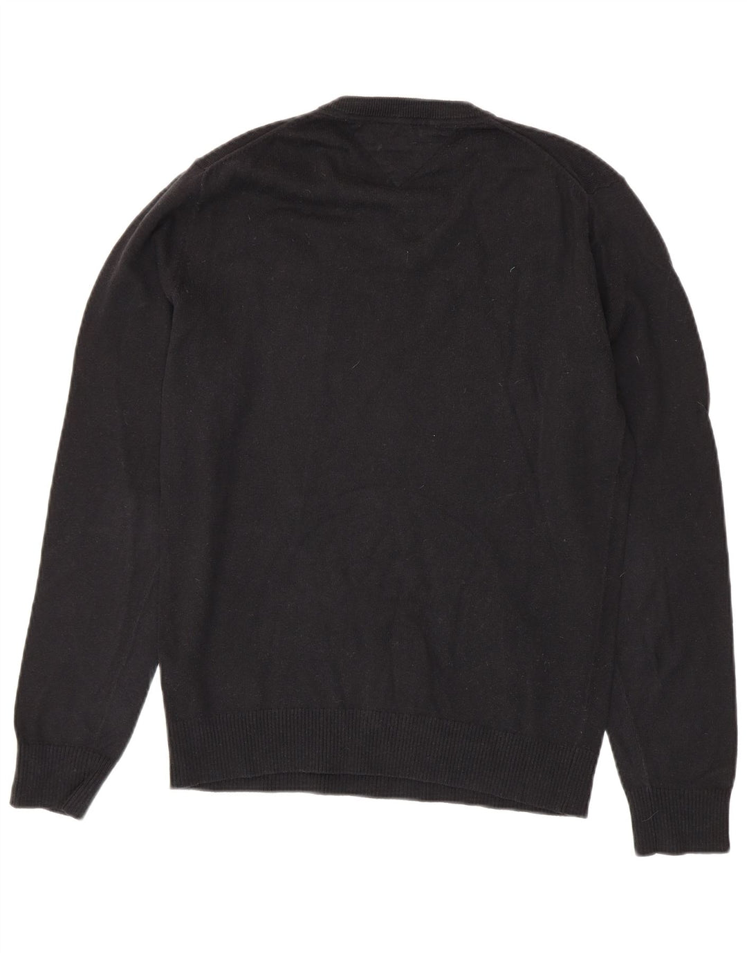 Suéter masculino TOMMY HILFIGER com decote em V pequeno algodão preto