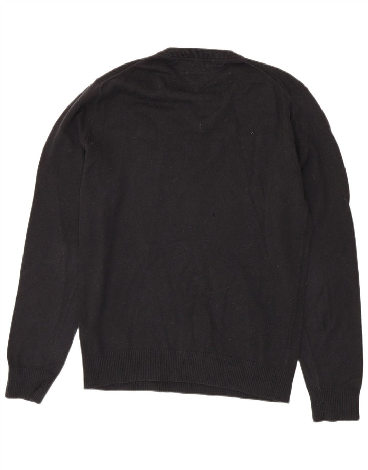 Suéter masculino TOMMY HILFIGER com decote em V pequeno algodão preto
