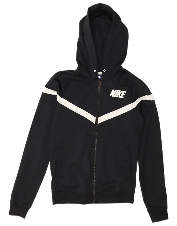 Suéter Nike feminino com capuz e zíper gráfico UK 10 pequeno bloco colorido preto