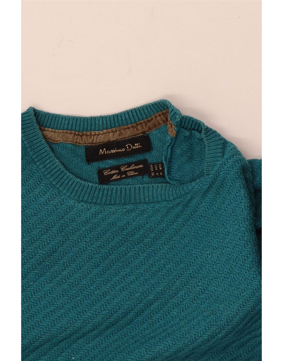 Suéter masculino Massimo Dutti com gola redonda e algodão azul médio