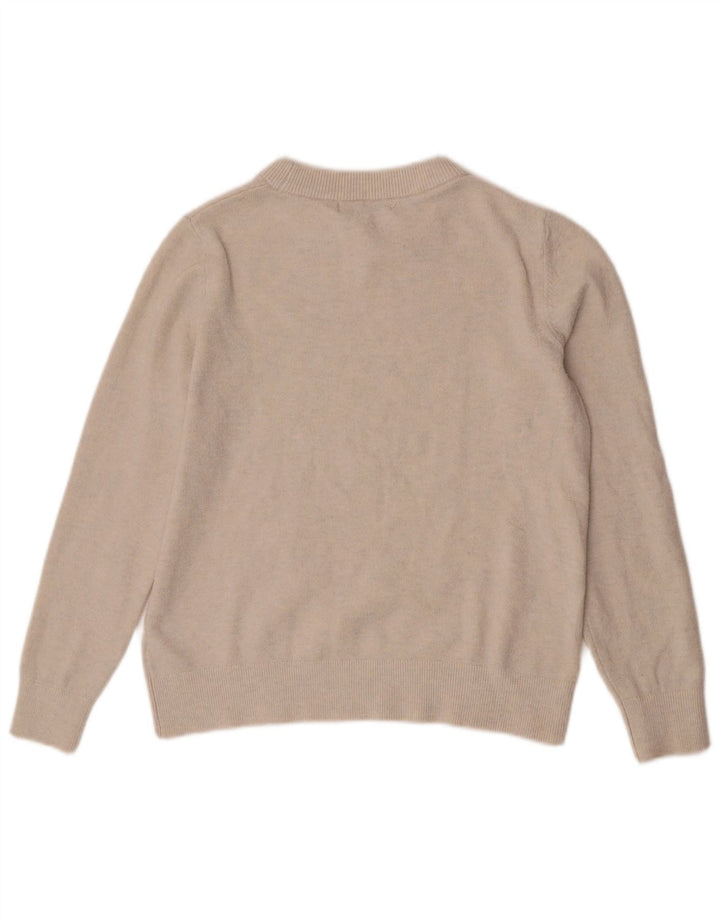 Suéter feminino Marks & Spencer com gola canoa e poliéster UK 10 pequeno bege