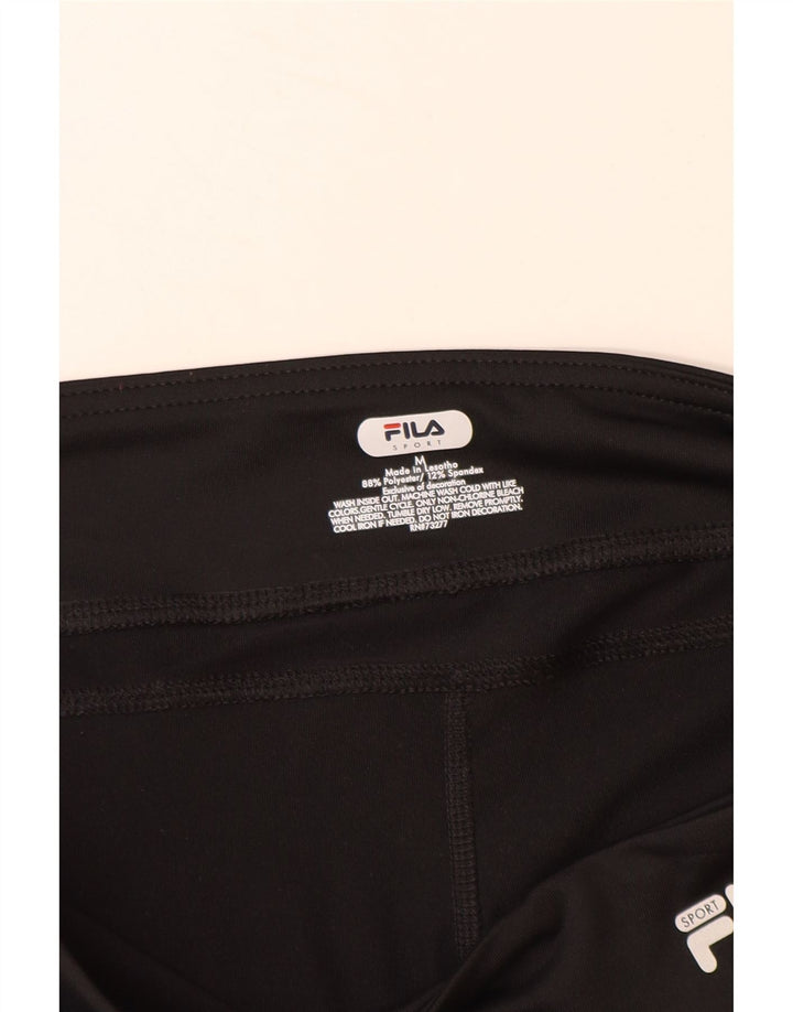 FILA Womens Capri Leggings UK 14 Médio Preto Poliéster