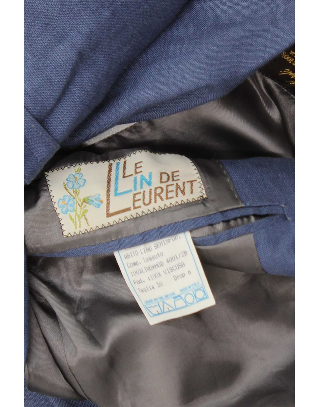 Jaqueta blazer masculina vintage com 2 botões IT 50 grande linho azul