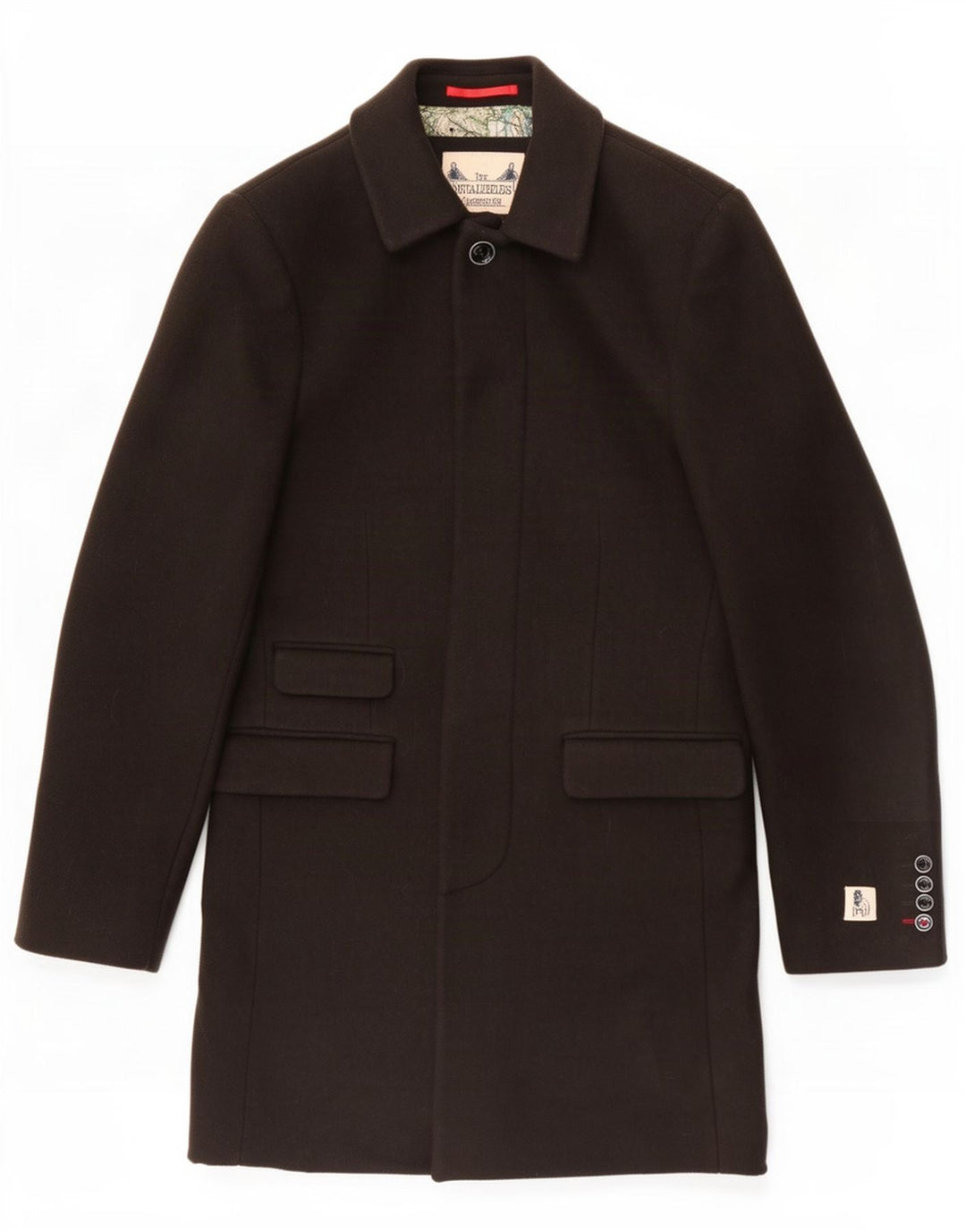 Sobretudo masculino vintage UK 40 grande lã marrom