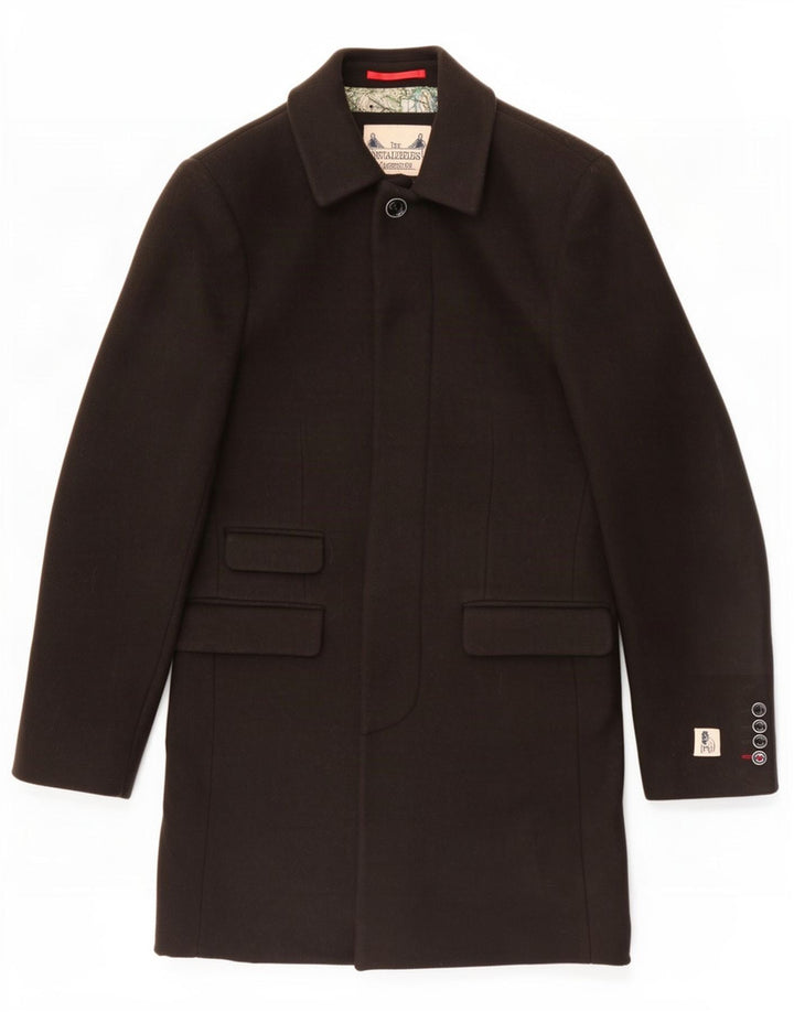 Sobretudo masculino vintage UK 40 grande lã marrom