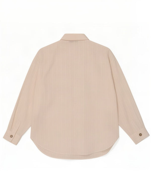 Camisa oversized feminina Zara Reino Unido 10 pequena risca de giz branca de algodão