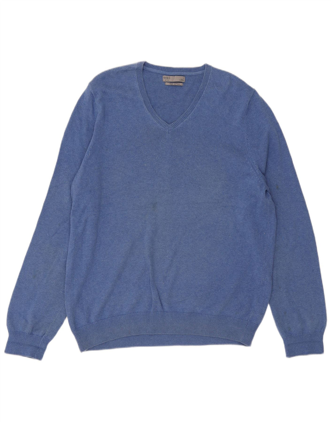 Suéter masculino Marks & Spencer com decote em V grande azul