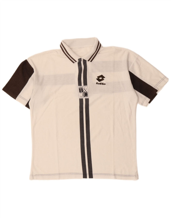Camisa polo masculina gráfica LOTTO médio branco colorblock