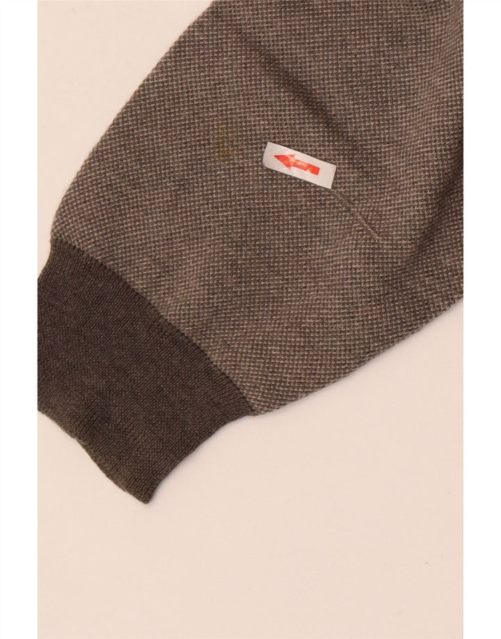 Suéter masculino Marks & Spencer com decote em V grande lã merino cinza