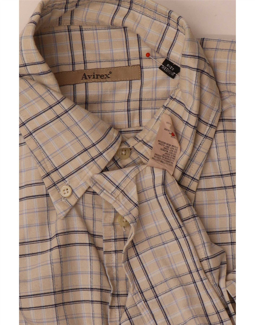 Camisa masculina de flanela Avirex algodão xadrez bege médio