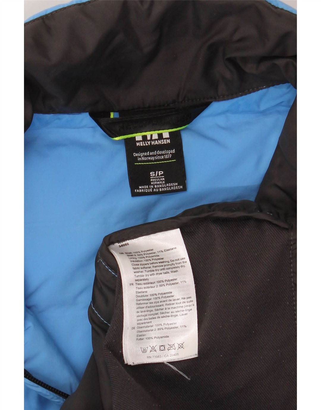 Jaqueta acolchoada feminina Helly Hansen UK 10 poliéster colorblock azul pequeno