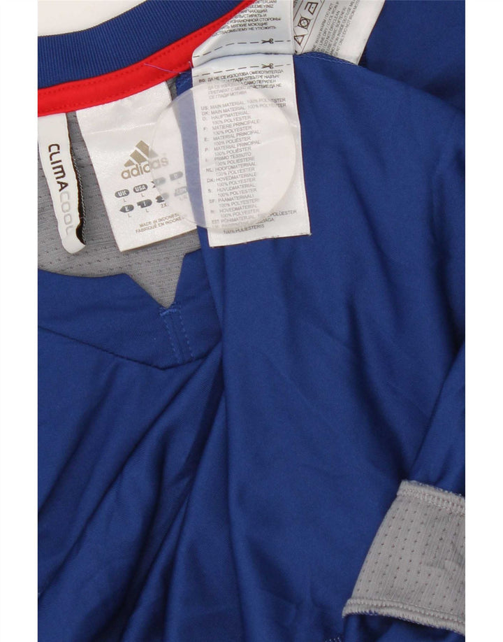 Adidas Mens Climacool Camiseta Top Grande Azul Colorblock Poliéster