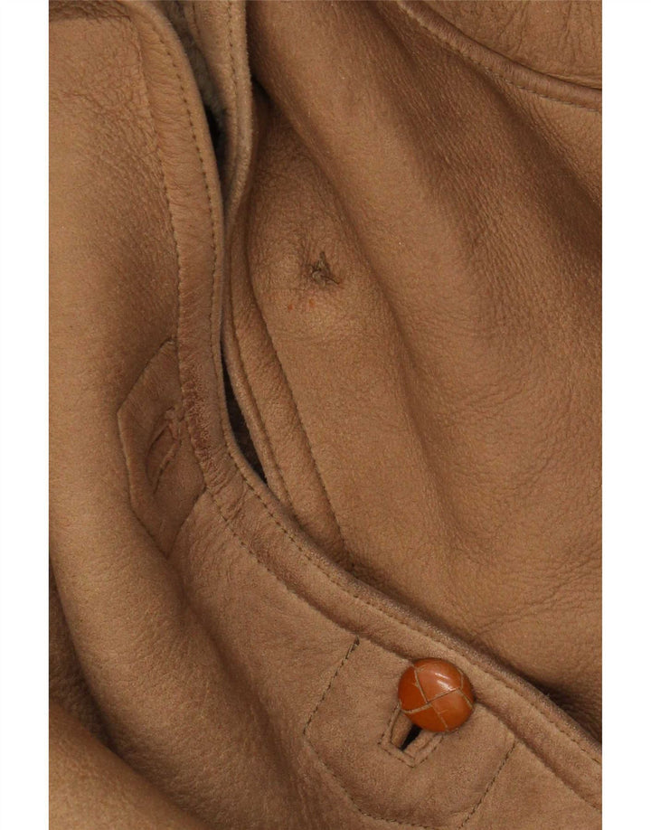Jaqueta feminina vintage Batwing Shearling IT 44 marrom médio