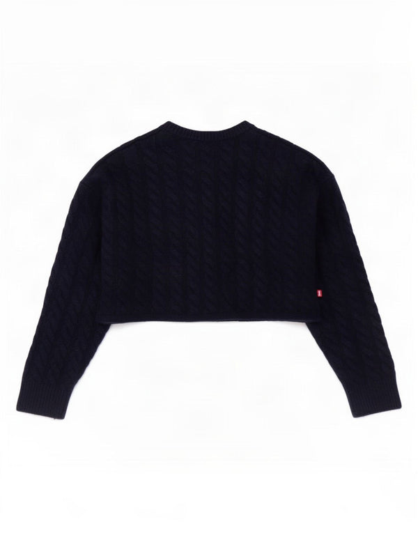 Suéter feminino Levi's com decote em V UK 2 2XS lã azul marinho