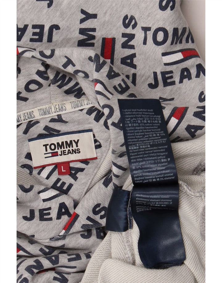 Suéter masculino com capuz gráfico TOMMY HILFIGER grande algodão cinza