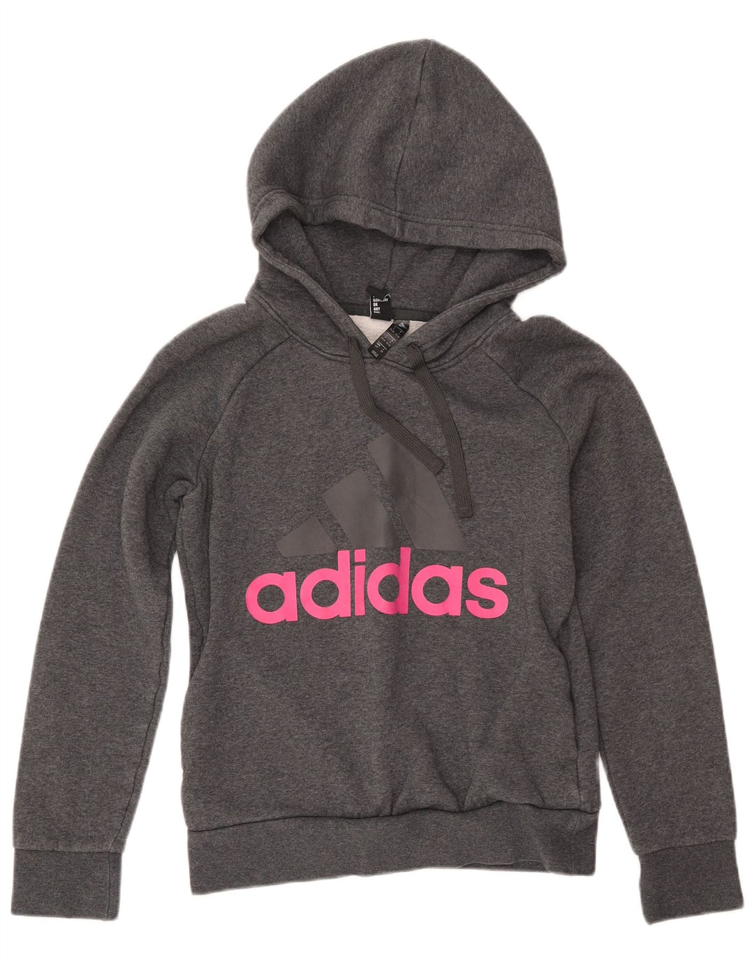ADIDAS Womens Graphic Hoodie Jumper UK 8/10 Pequeno Cinza Algodão