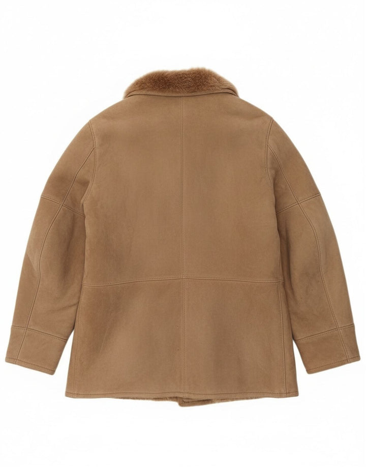 Jaqueta masculina vintage de shearling IT 52 XL marrom shearling