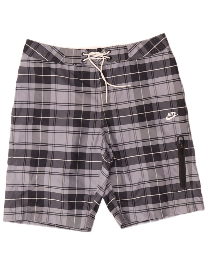 NIKE Mens Swimming Shorts Medium  Grey Check Polyester