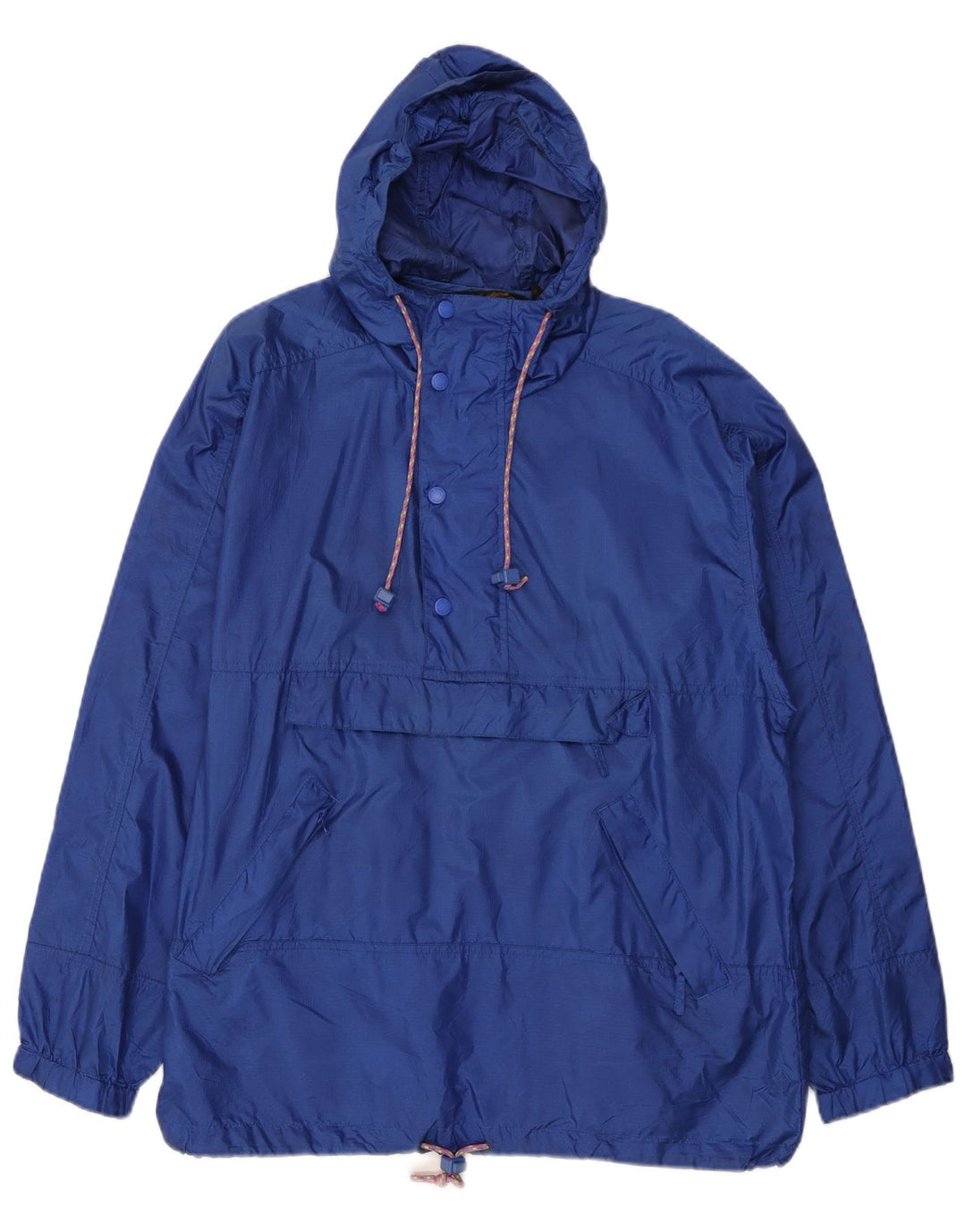 Jaqueta de chuva masculina Eddie Bauer com capuz e capuz Reino Unido 38 nylon azul médio