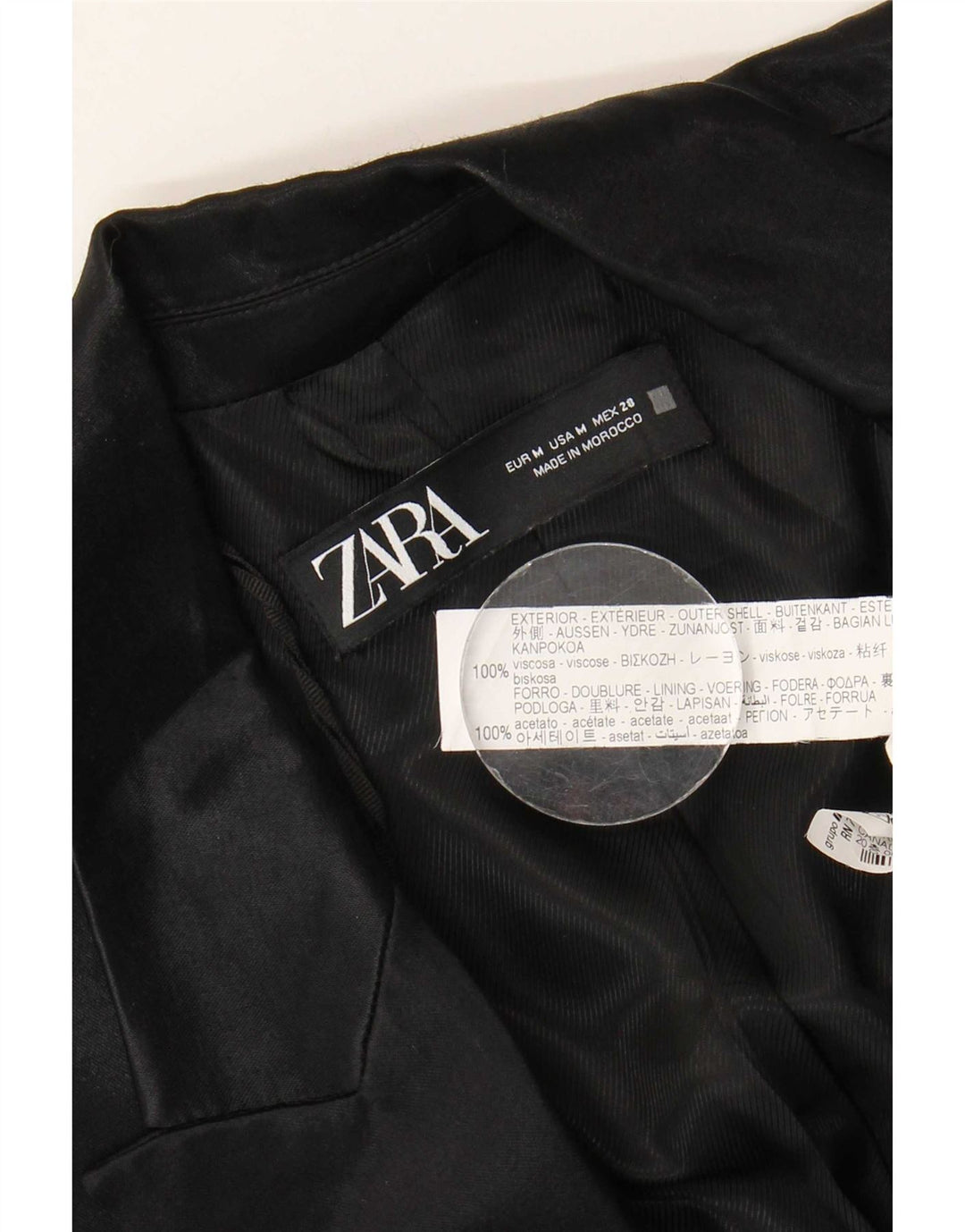 Jaqueta Zara Womens Open Blazer UK 14 Médio Preto Viscose