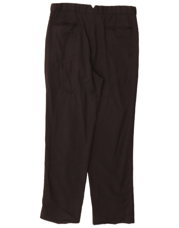 Calça masculina Marks & Spencer Pegged Suit tamanho 34 W34 L31 preta nova lã