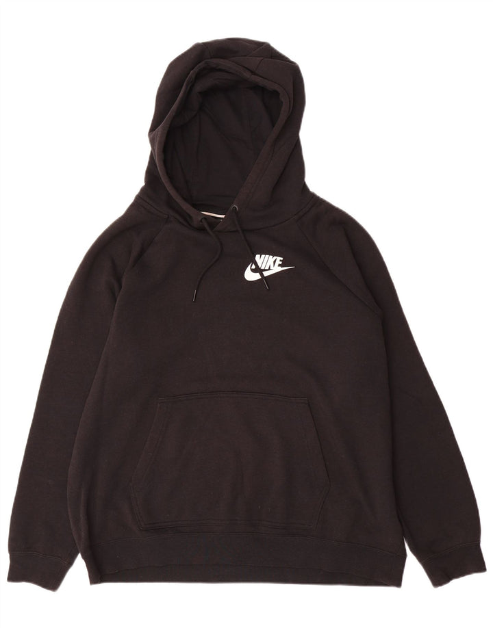 NIKE Mens Hoodie Jumper Large Black Cotton