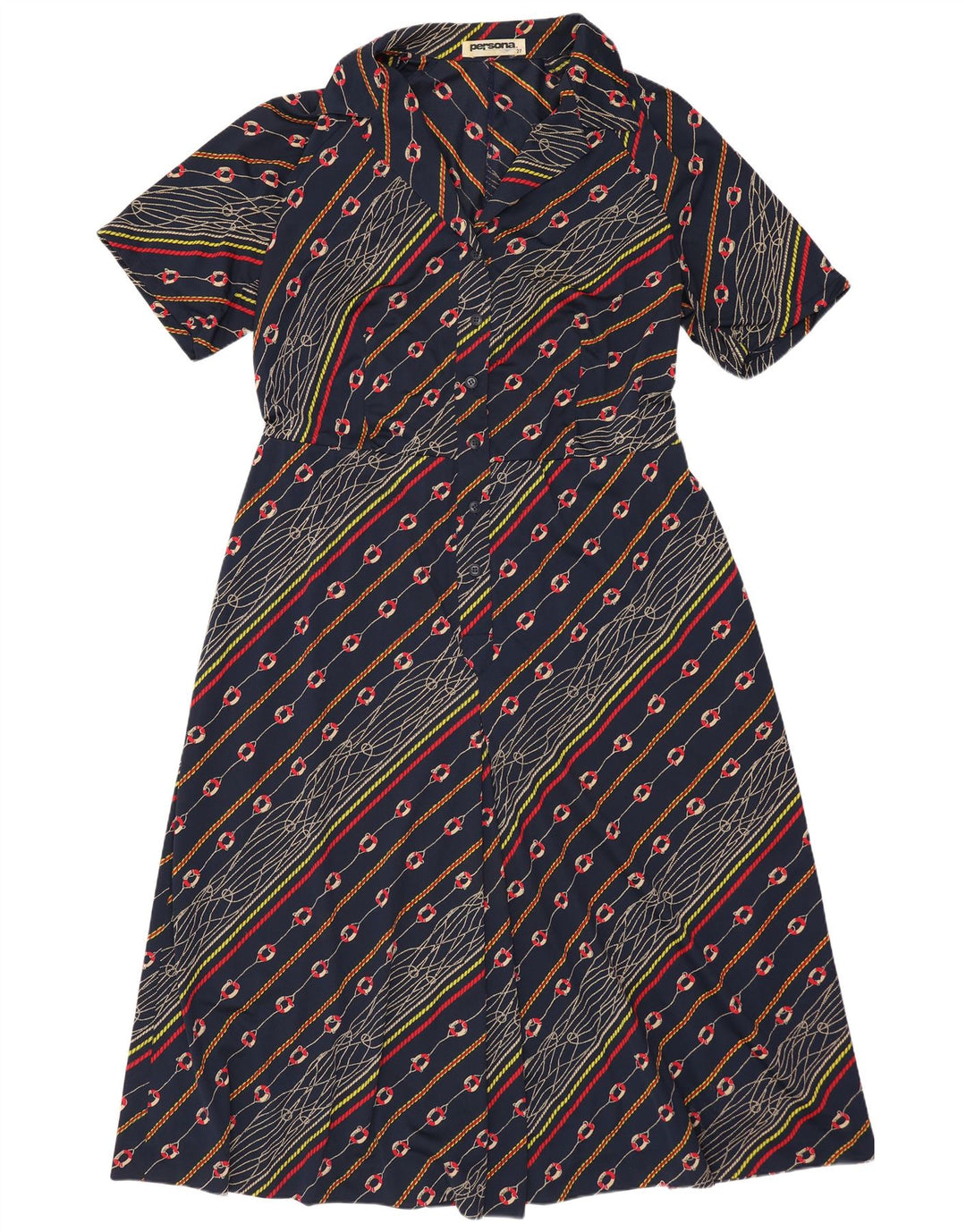 Vestido feminino Persona plus size evasê tamanho 27 XL azul marinho poliamida