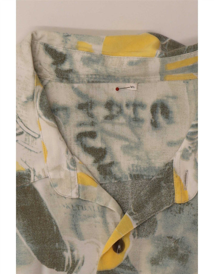 Camisa masculina vintage de manga curta com padrão abstrato XL multicolorida