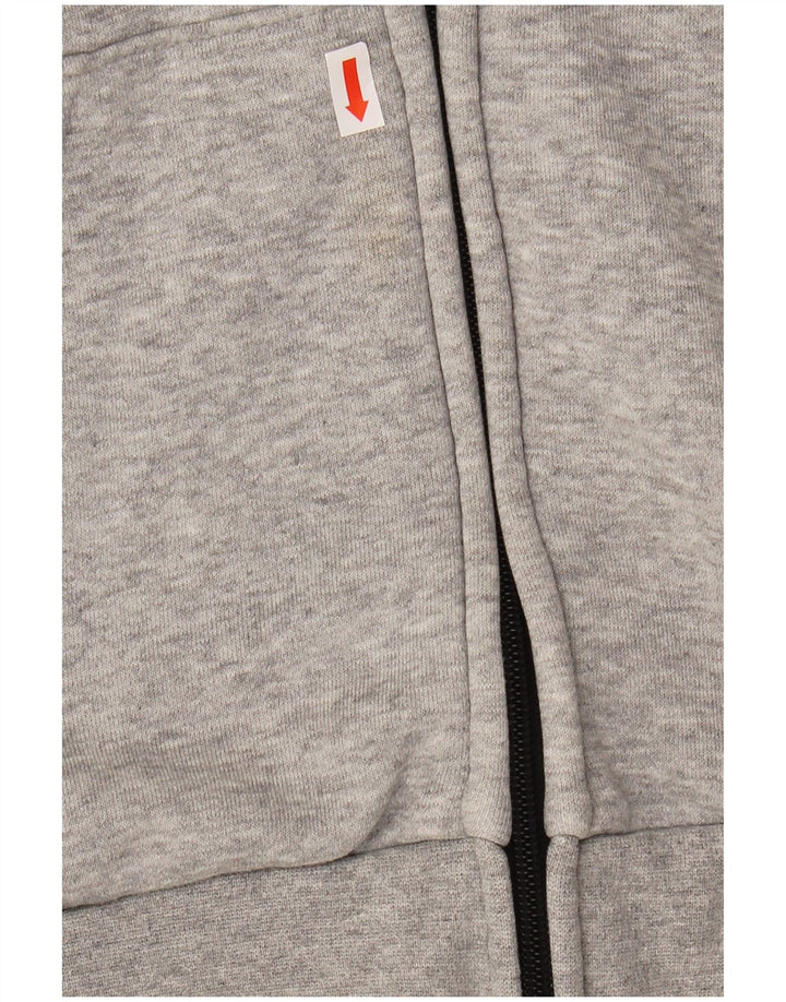 ADIDAS Mens Zip Hoodie Suéter Pequeno Algodão Cinza