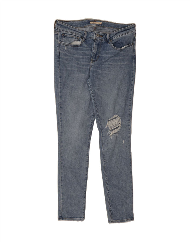 LEVI'S Womens 711 Distressed Skinny Jeans W30 L31 Blue Cotton Vintage Levi's and Second-Hand Levi's from Messina Hembry 