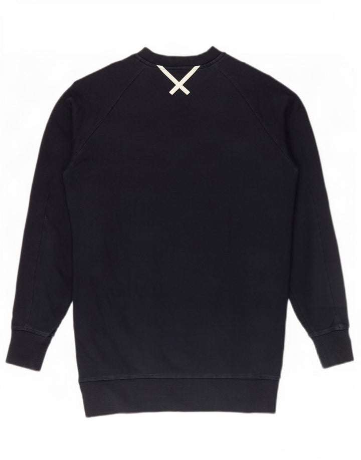 Adidas feminino oversized moletom jumper reino unido 10 pequeno azul marinho algodão