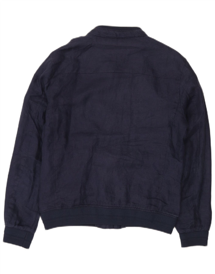 Jaqueta bomber masculina Zara UK 40 grande linho azul marinho