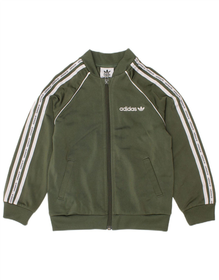 Casaco de treino gráfico Adidas para meninas 2-3 anos verde poliéster