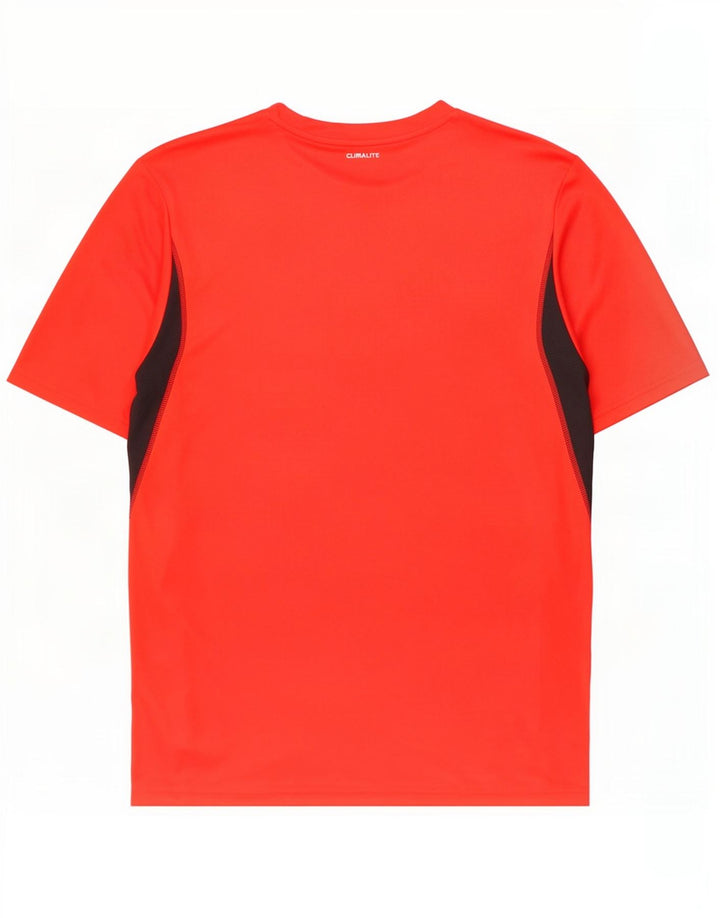 Adidas Mens Climalite Camiseta Top Médio Vermelho Colorblock Poliéster