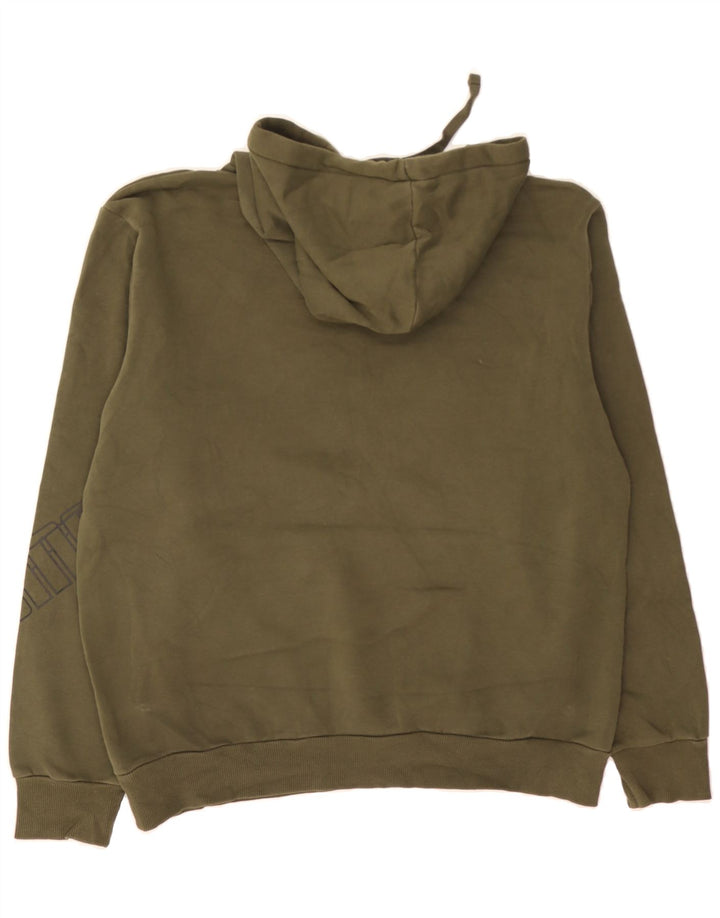 PUMA Mens Graphic Hoodie Jumper Medium Khaki Cotton Vintage Puma and Second-Hand Puma from Messina Hembry 