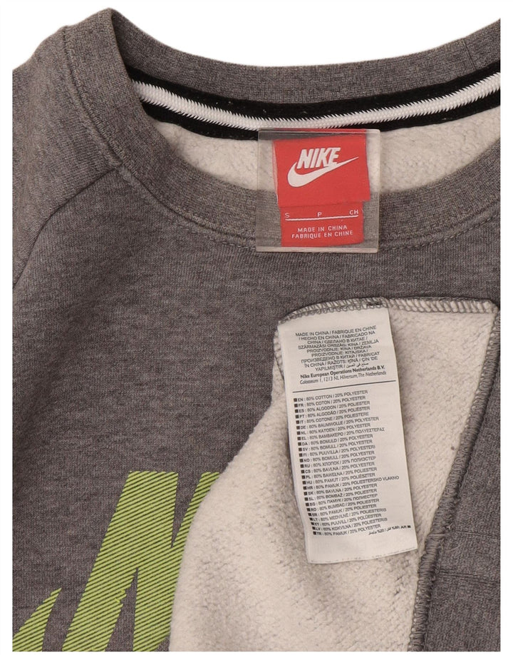 Moletom gráfico masculino NIKE Jumper pequeno cinza colorblock algodão