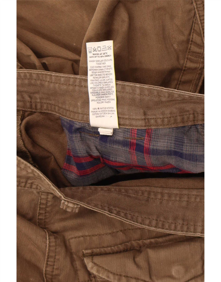 Calça cargo reta masculina Marks & Spencer W30 L29 algodão cáqui