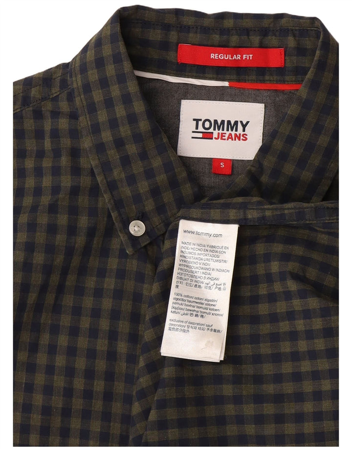 Camisa masculina Tommy Hilfiger Regular Fit pequena algodão guingão azul marinho