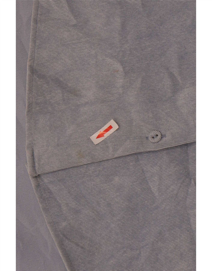 Zara Camisa feminina de veludo cotelê UK 14 poliéster azul médio