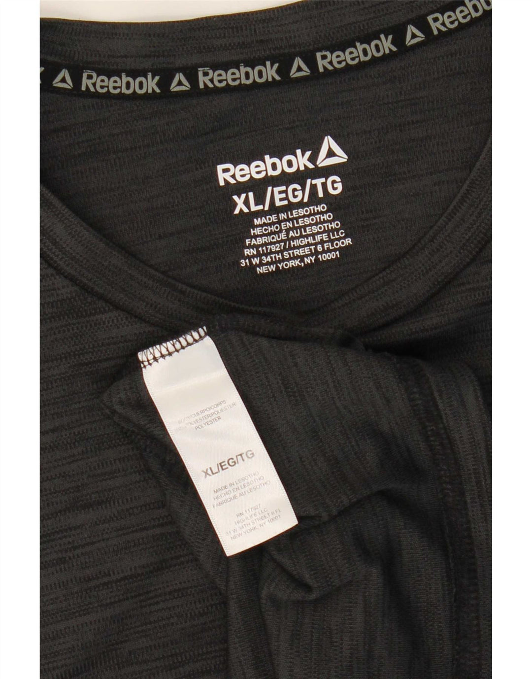 Camiseta masculina Reebok Top XL cinza manchado de poliéster