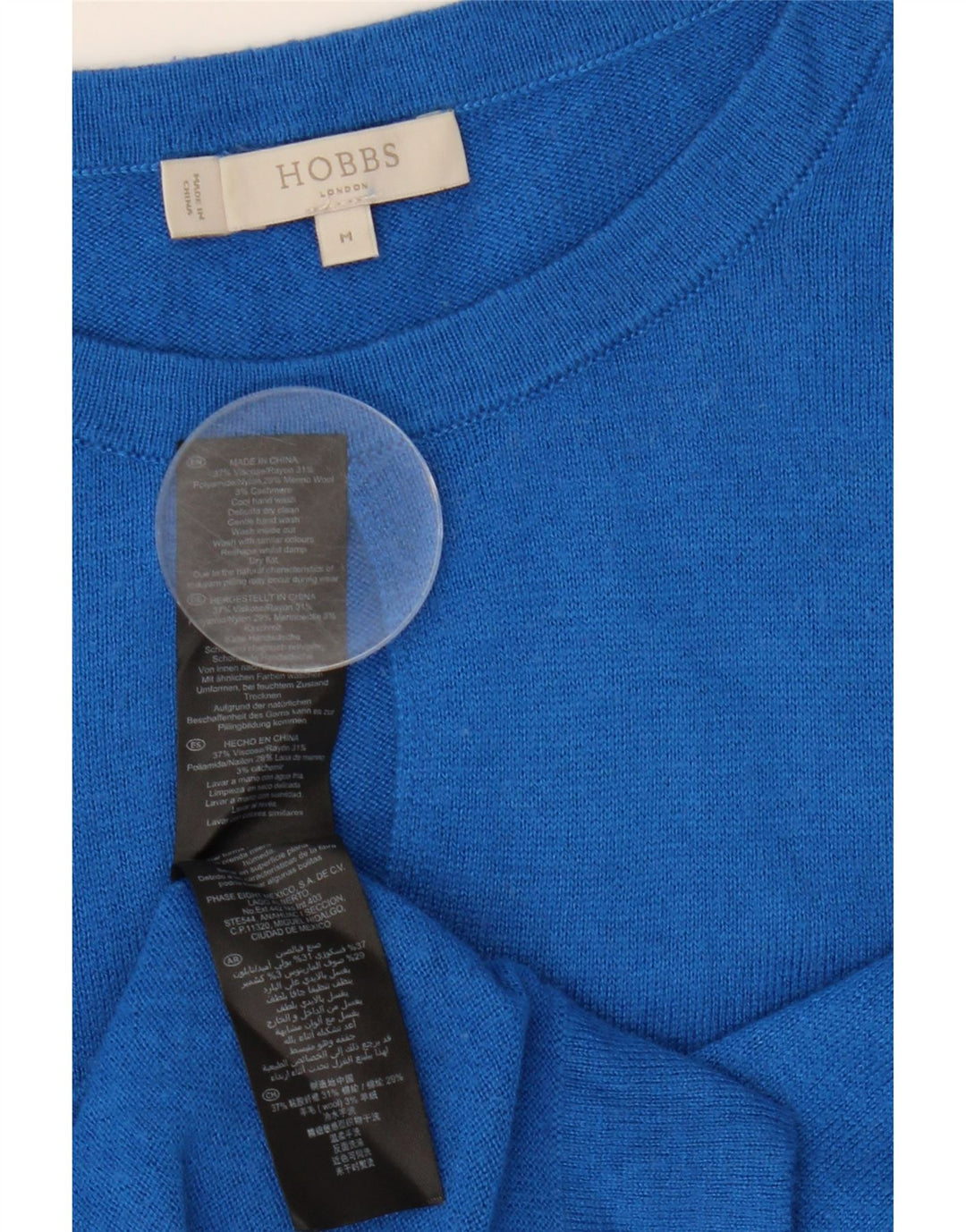 Suéter feminino Hobbs com gola canoa e viscose azul médio UK 12